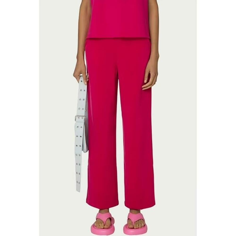 AMYLYNN Pink Alice Straight Leg High Rise Trousers